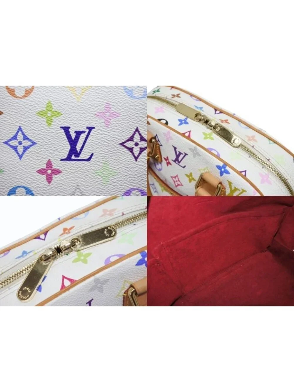 Louis Vuitton Handbag Takashi Murakami White Multicolor Gold